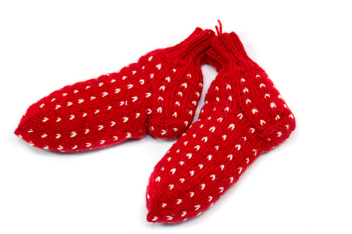 Thrum Socks (Red)